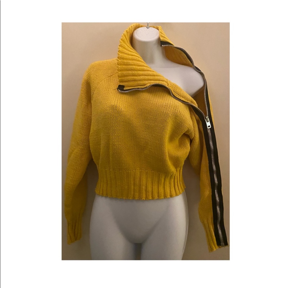Bright Yellow Side Zipper Sweater